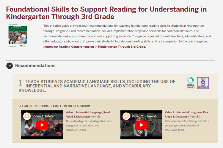 IES What Works Clearinghouse Practice Guides